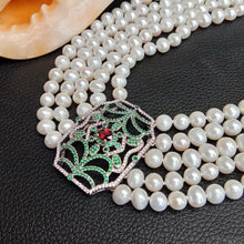 Load image into Gallery viewer, 5 Strands Freshwater Cultured White Pearl Necklace Multi Color