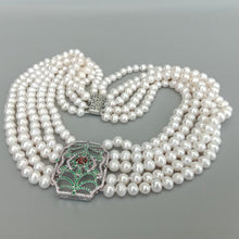 Load image into Gallery viewer, 5 Strands Freshwater Cultured White Pearl Necklace Multi Color