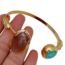 Load image into Gallery viewer, Natural Faceted Oval Sunstone  Green Peruvian Amazonite Gold