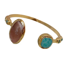 Load image into Gallery viewer, Natural Faceted Oval Sunstone  Green Peruvian Amazonite Gold