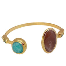 Load image into Gallery viewer, Natural Faceted Oval Sunstone  Green Peruvian Amazonite Gold