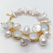 Load image into Gallery viewer, Natural Multi Shape Freshwater Pearl Sea Shell Pearl Gold