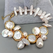 Load image into Gallery viewer, Natural Multi Shape Freshwater Pearl Sea Shell Pearl Gold