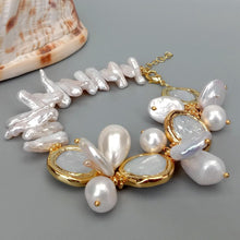 Load image into Gallery viewer, Natural Multi Shape Freshwater Pearl Sea Shell Pearl Gold
