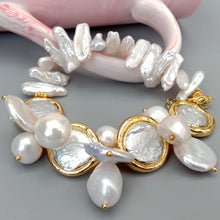 Load image into Gallery viewer, Natural Multi Shape Freshwater Pearl Sea Shell Pearl Gold