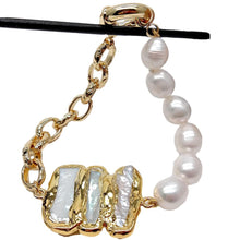 Load image into Gallery viewer, Natural White Biwa Pearl Connector Cultured White Rice Pearl