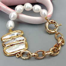 Load image into Gallery viewer, Natural White Biwa Pearl Connector Cultured White Rice Pearl