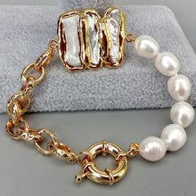Load image into Gallery viewer, Natural White Biwa Pearl Connector Cultured White Rice Pearl