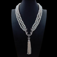 Load image into Gallery viewer, luxury Natural 3 Strands Freshwater Cultured White Pearl