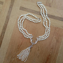 Load image into Gallery viewer, luxury Natural 3 Strands Freshwater Cultured White Pearl