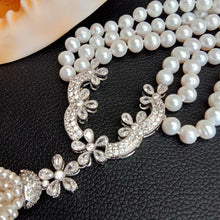 Load image into Gallery viewer, luxury Natural 3 Strands Freshwater Cultured White Pearl
