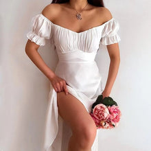 Load image into Gallery viewer, Floral dress slash neck long sleeve ruffle