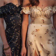 Load image into Gallery viewer, Floral dress slash neck long sleeve ruffle