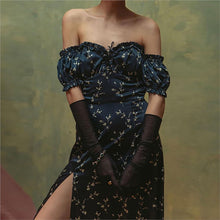 Load image into Gallery viewer, Floral dress slash neck long sleeve ruffle