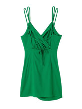 Load image into Gallery viewer, Fashion Women Sexy Backless Sleeveless Green Linen Dress