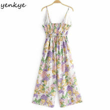 Load image into Gallery viewer, Floral Print Sexy Sling Jumpsuit Women Ruffle V Neck Sleeveless - Sophornlilly