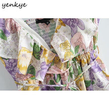 Load image into Gallery viewer, Floral Print Sexy Sling Jumpsuit Women Ruffle V Neck Sleeveless - Sophornlilly