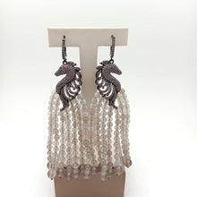 Load image into Gallery viewer, Natural Gray Agate Gold Plated Cz Pave Gunmetal Sea Horse - Sophornlilly