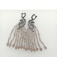 Load image into Gallery viewer, Natural Gray Agate Gold Plated Cz Pave Gunmetal Sea Horse - Sophornlilly