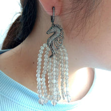 Load image into Gallery viewer, Natural Gray Agate Gold Plated Cz Pave Gunmetal Sea Horse - Sophornlilly