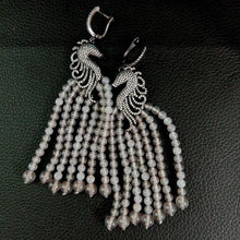 Load image into Gallery viewer, Natural Gray Agate Gold Plated Cz Pave Gunmetal Sea Horse - Sophornlilly