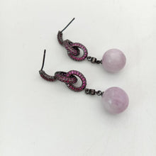 Load image into Gallery viewer, Natural Pink Round Kunzite CZ Pave Post Earrings Office style - Sophornlilly
