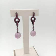 Load image into Gallery viewer, Natural Pink Round Kunzite CZ Pave Post Earrings Office style - Sophornlilly