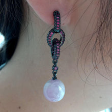 Load image into Gallery viewer, Natural Pink Round Kunzite CZ Pave Post Earrings Office style - Sophornlilly