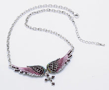 Load image into Gallery viewer, Angel Wing Cross Necklace Earrings Sets Women Biker Bling Jewelry