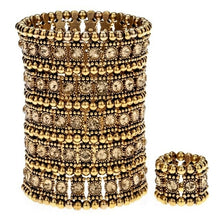 Load image into Gallery viewer, Multilayer Stretch Cuff Bracelet Ring Sets Wedding Bridal Crystal