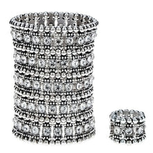 Load image into Gallery viewer, Multilayer Stretch Cuff Bracelet Ring Sets Wedding Bridal Crystal