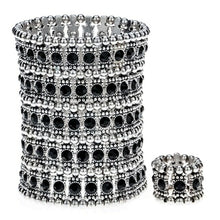 Load image into Gallery viewer, Multilayer Stretch Cuff Bracelet Ring Sets Wedding Bridal Crystal