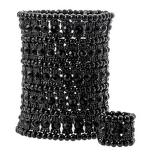 Load image into Gallery viewer, Multilayer Stretch Cuff Bracelet Ring Sets Wedding Bridal Crystal