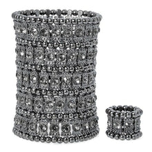 Load image into Gallery viewer, Multilayer Stretch Cuff Bracelet Ring Sets Wedding Bridal Crystal