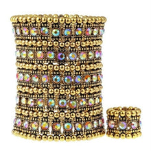 Load image into Gallery viewer, Multilayer Stretch Cuff Bracelet Ring Sets Wedding Bridal Crystal