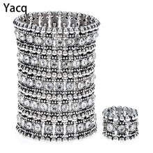 Load image into Gallery viewer, Multilayer Stretch Cuff Bracelet Ring Sets Wedding Bridal Crystal