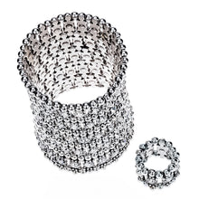 Load image into Gallery viewer, Multilayer Stretch Cuff Bracelet Ring Sets Wedding Bridal Crystal