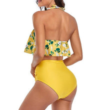 Load image into Gallery viewer, Yellow Ruffle Print Large Swimsuits Beach Bikini Push Up Female Plus - Sophornlilly