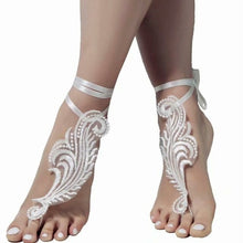 Load image into Gallery viewer, Lace Barefoot Bridal Sandals Beach Wedding Sandals Bridal