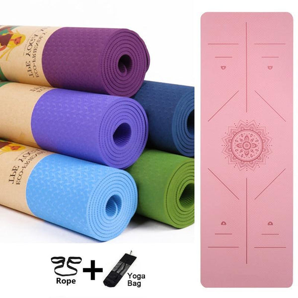 Yoga Mat TPE Yoga Mats Position Line Non Slip Mat Yoga - Sophornlilly