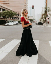 Load image into Gallery viewer, Women Skirt High Waist Pleated Long Skirts Black Pink White Red