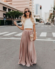 Load image into Gallery viewer, Women Skirt High Waist Pleated Long Skirts Black Pink White Red