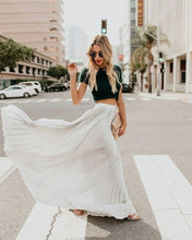 Load image into Gallery viewer, Women Skirt High Waist Pleated Long Skirts Black Pink White Red