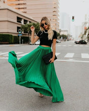 Load image into Gallery viewer, Women Skirt High Waist Pleated Long Skirts Black Pink White Red