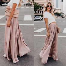 Load image into Gallery viewer, Women Skirt High Waist Pleated Long Skirts Black Pink White Red