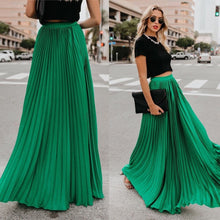 Load image into Gallery viewer, Women Skirt High Waist Pleated Long Skirts Black Pink White Red