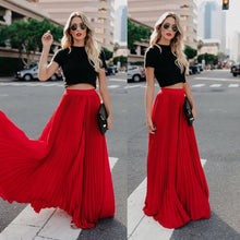 Load image into Gallery viewer, Women Skirt High Waist Pleated Long Skirts Black Pink White Red