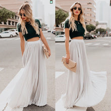 Load image into Gallery viewer, Women Skirt High Waist Pleated Long Skirts Black Pink White Red