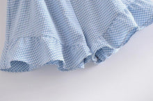 Load image into Gallery viewer, Women Summer Chic Fashion Blue Check Wide Leg Short Jumpsuits - Sophornlilly