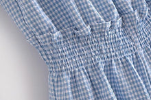Load image into Gallery viewer, Women Summer Chic Fashion Blue Check Wide Leg Short Jumpsuits - Sophornlilly